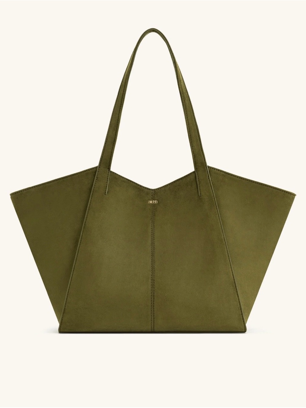 JW PEI Olive Suede Wide Tote with Top Handles